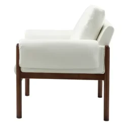 Accent Chairs-Kirkland's Home Faux Leather And Wood Accent Chair White