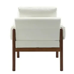 Accent Chairs-Kirkland's Home Faux Leather And Wood Accent Chair White
