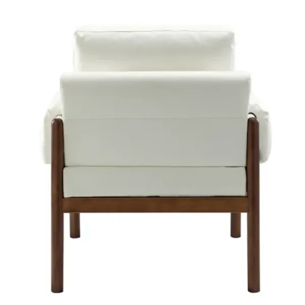 Accent Chairs-Kirkland's Home Faux Leather And Wood Accent Chair White