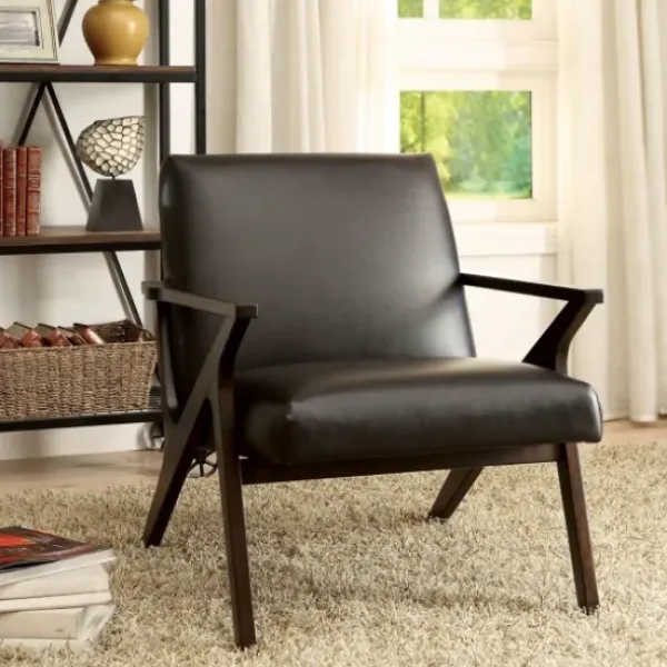 Accent Chairs-Kirkland's Home Faux Leather And Wood Accent Chair Brown
