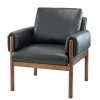 Accent Chairs-Kirkland's Home Faux Leather And Wood Accent Chair Black