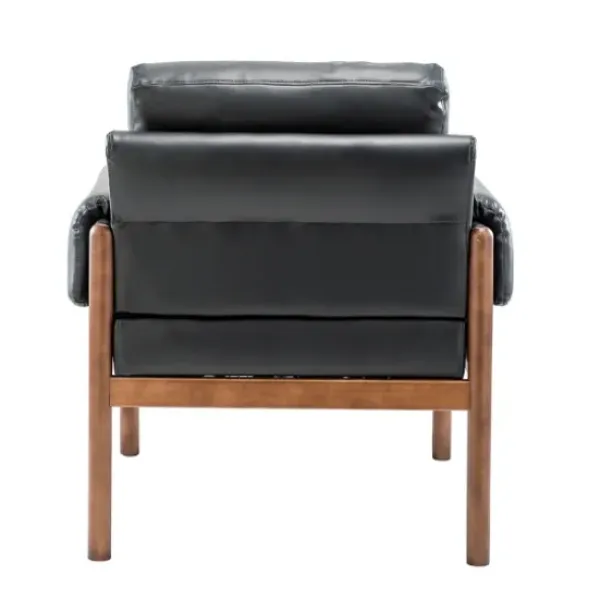 Accent Chairs-Kirkland's Home Faux Leather And Wood Accent Chair Black