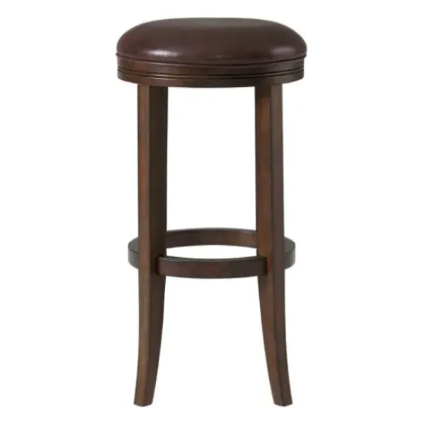 Bar Stools & Counter Height Stools-Kirkland's Home Faux Leather And Wood Bar Stool Brown