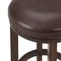 Bar Stools & Counter Height Stools-Kirkland's Home Faux Leather And Wood Bar Stool Brown