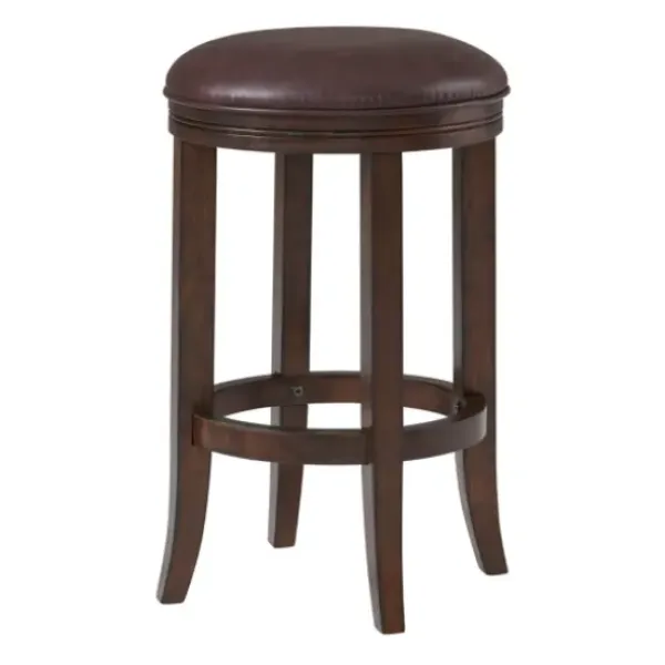 Bar Stools & Counter Height Stools-Kirkland's Home Faux Leather And Wood Counter Stool Brown