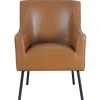Accent Chairs-Kirkland's Home Faux Leather Black Legs Accent Chair Brown