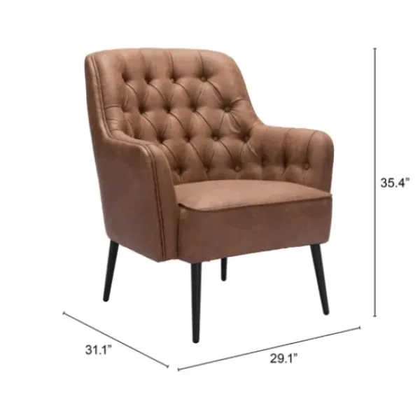 Accent Chairs-Kirkland's Home Faux Leather Classic Accent Chair Brown