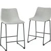 Bar Stools & Counter Height Stools-Kirkland's Home Faux Leather Counter Stools, Set Of 2 Gray