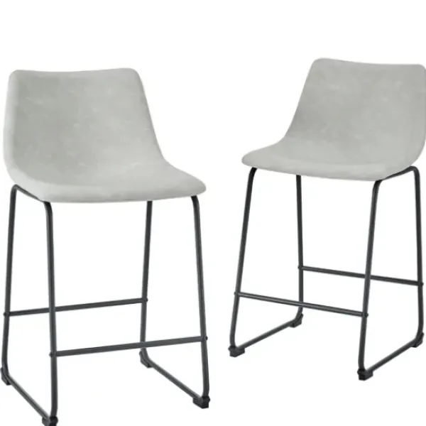 Bar Stools & Counter Height Stools-Kirkland's Home Faux Leather Counter Stools, Set Of 2 Gray