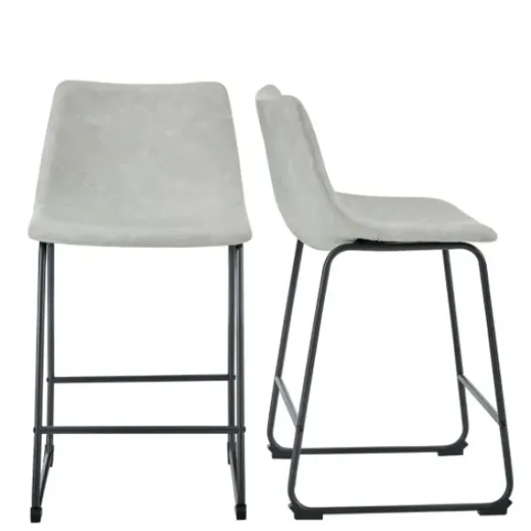 Bar Stools & Counter Height Stools-Kirkland's Home Faux Leather Counter Stools, Set Of 2 Gray