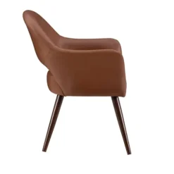Dining Chairs-Kirkland's Home Faux Leather Curved Open Back Dining Chair Brown