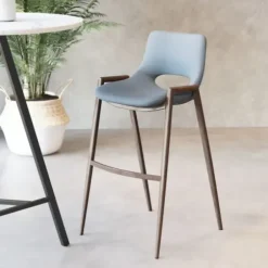 Bar Stools & Counter Height Stools-Kirkland's Home Faux Leather Cutout Bar Stools, Set Of 2 Blue