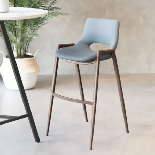 Bar Stools & Counter Height Stools-Kirkland's Home Faux Leather Cutout Bar Stools, Set Of 2 Blue