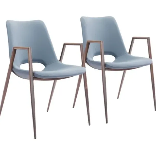 Dining Chairs-Kirkland's Home Faux Leather Cutout Dining Chairs, Set Of 2 Blue