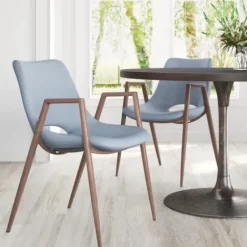 Dining Chairs-Kirkland's Home Faux Leather Cutout Dining Chairs, Set Of 2 Blue