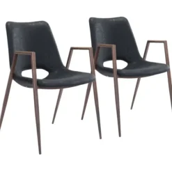 Dining Chairs-Kirkland's Home Faux Leather Cutout Dining Chairs, Set Of 2 Black
