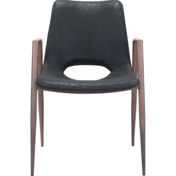 Dining Chairs-Kirkland's Home Faux Leather Cutout Dining Chairs, Set Of 2 Black