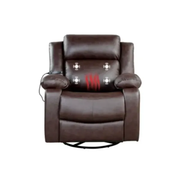 Accent Chairs-Kirkland's Home Faux Leather Heated Massage Recliner Brown