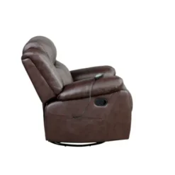 Accent Chairs-Kirkland's Home Faux Leather Heated Massage Recliner Brown