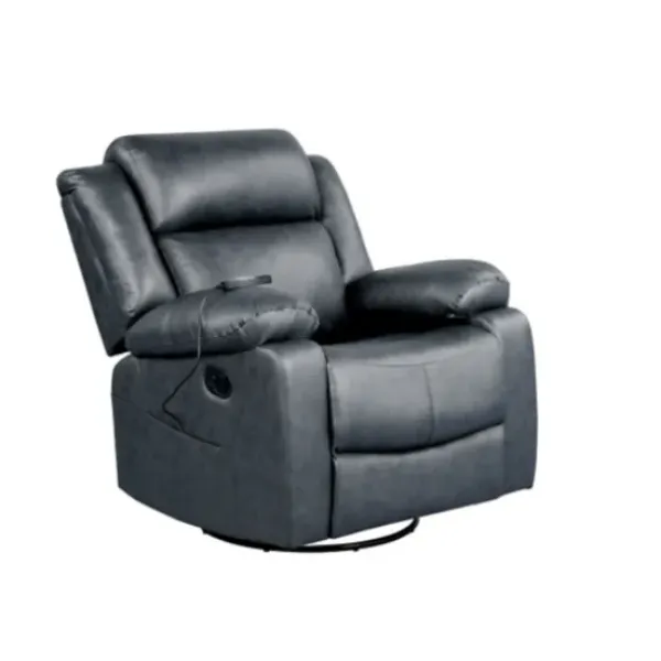 Accent Chairs-Kirkland's Home Faux Leather Heated Massage Recliner Gray