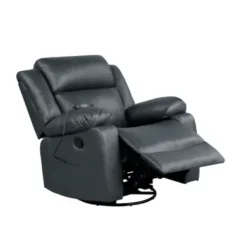 Accent Chairs-Kirkland's Home Faux Leather Heated Massage Recliner Gray