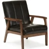 Accent Chairs-Kirkland's Home Faux Leather Kegan Accent Chair Black