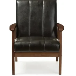 Accent Chairs-Kirkland's Home Faux Leather Kegan Accent Chair Black