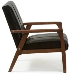 Accent Chairs-Kirkland's Home Faux Leather Kegan Accent Chair Black