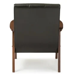 Accent Chairs-Kirkland's Home Faux Leather Kegan Accent Chair Black