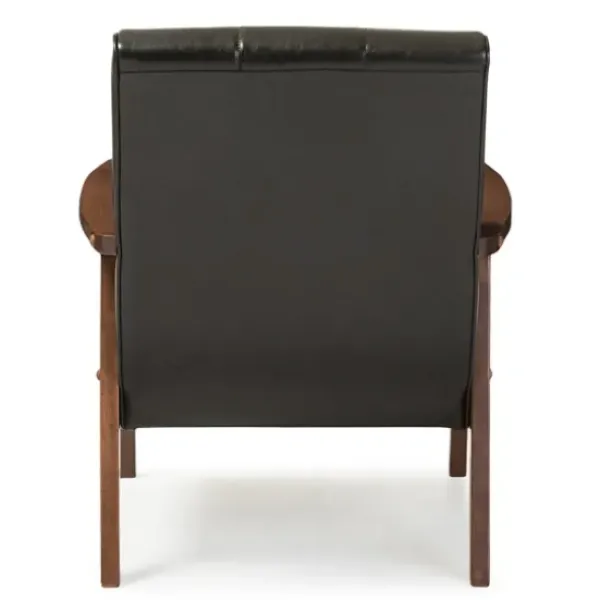 Accent Chairs-Kirkland's Home Faux Leather Kegan Accent Chair Black