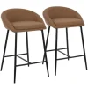 Bar Stools & Counter Height Stools-Kirkland's Home Faux Leather Low Counter Stools, Set Of 2 Brown
