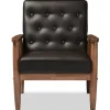 Accent Chairs-Kirkland's Home Faux Leather Mid-Century Modern Accent Chair Brown