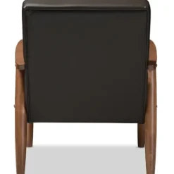 Accent Chairs-Kirkland's Home Faux Leather Mid-Century Modern Accent Chair Brown