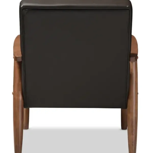 Accent Chairs-Kirkland's Home Faux Leather Mid-Century Modern Accent Chair Brown