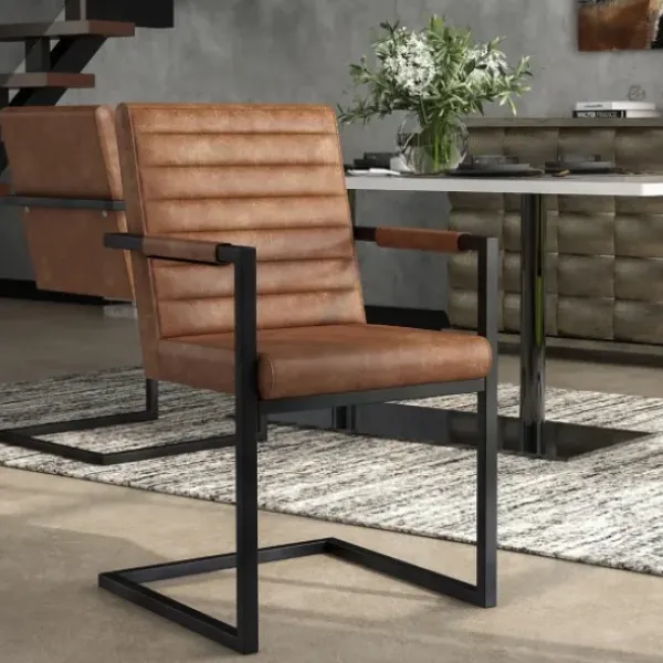 Accent Chairs-Kirkland's Home Faux Leather Modern Accent Chairs, Set Of 2 Brown