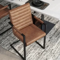 Accent Chairs-Kirkland's Home Faux Leather Modern Accent Chairs, Set Of 2 Brown