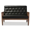 Sofas & Loveseats-Kirkland's Home Faux Leather Modern 2-Seat Loveseat Black