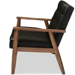 Sofas & Loveseats-Kirkland's Home Faux Leather Modern 2-Seat Loveseat Black