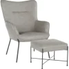 Accent Chairs-Kirkland's Home Faux Leather 2-Pc. Chair And Ottoman Set Gray