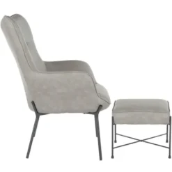 Accent Chairs-Kirkland's Home Faux Leather 2-Pc. Chair And Ottoman Set Gray