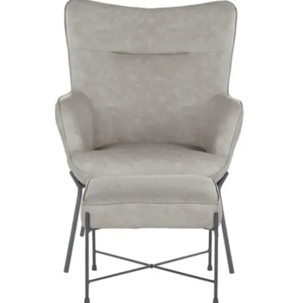 Accent Chairs-Kirkland's Home Faux Leather 2-Pc. Chair And Ottoman Set Gray