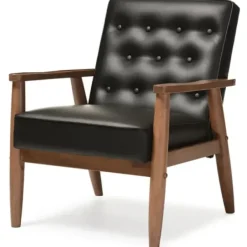 Accent Chairs-Kirkland's Home Faux Leather Sawyer Accent Chair Black