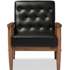 Accent Chairs-Kirkland's Home Faux Leather Sawyer Accent Chair Black