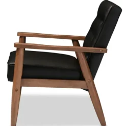 Accent Chairs-Kirkland's Home Faux Leather Sawyer Accent Chair Black
