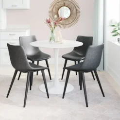 Dining Chairs-Kirkland's Home Faux Leather Scoop Dining Chairs, Set Of 2 Black