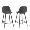 Bar Stools & Counter Height Stools-Kirkland's Home Faux Leather Slope Bar Stools, Set Of 2 Black