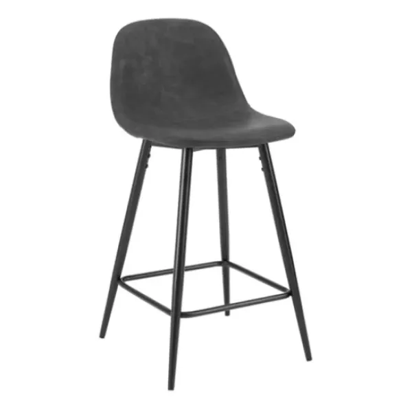 Bar Stools & Counter Height Stools-Kirkland's Home Faux Leather Slope Bar Stools, Set Of 2 Black