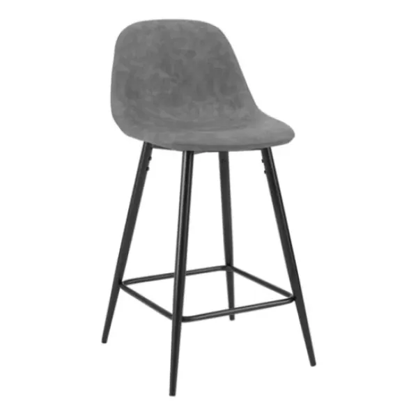 Bar Stools & Counter Height Stools-Kirkland's Home Faux Leather Slope Counter Stools, Set Of 2 Gray