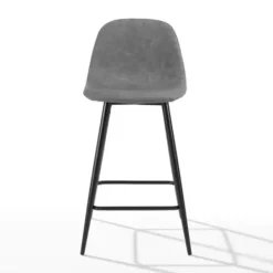 Bar Stools & Counter Height Stools-Kirkland's Home Faux Leather Slope Counter Stools, Set Of 2 Gray