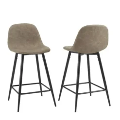 Bar Stools & Counter Height Stools-Kirkland's Home Faux Leather Slope Counter Stools, Set Of 2 Brown